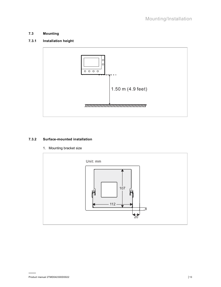 ABB-Welcome M22484-W mounting bracket dimensions diagram