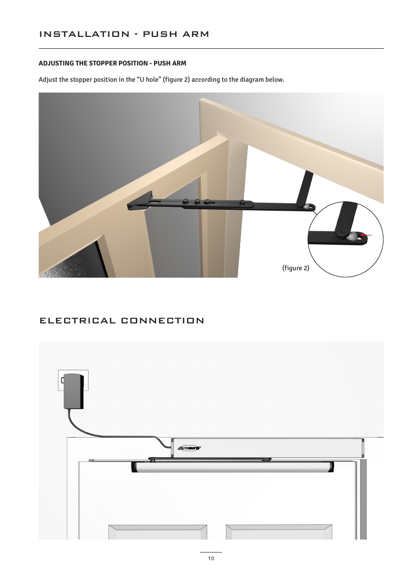 AutoSwing push arm stopper adjustment and electrical connection diagram