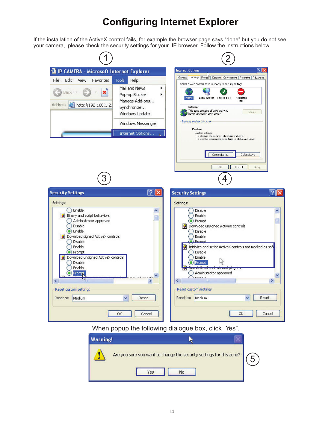Channel Vision 6533 ActiveX control installation steps in Internet Explorer