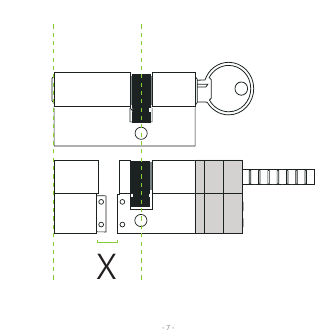 Euro cylinder measurement diagram showing the X dimension used to determine cylinder length