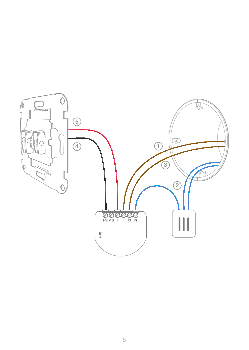 FIBARO Single Switch physical installation wiring diagram
