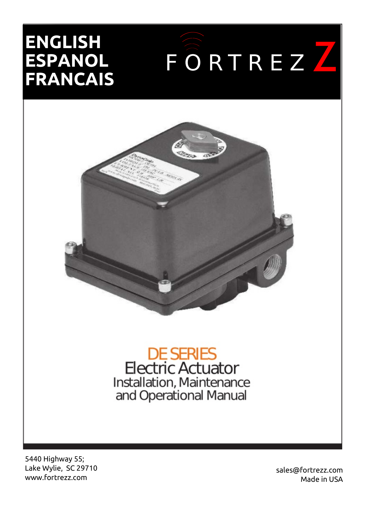 FortrezZ DE Series electric actuator product photo