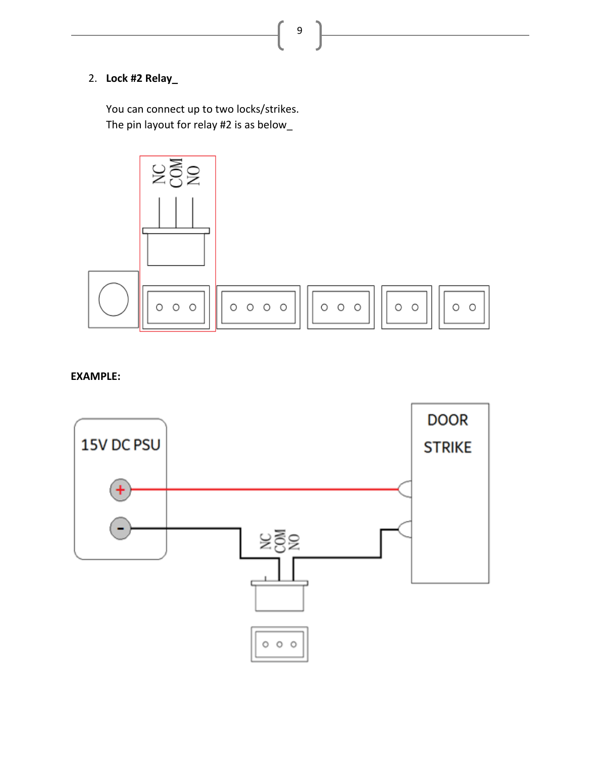 RETRO MyDoor lock relay wiring diagram — pin layout and example wiring for door strike/lock relay