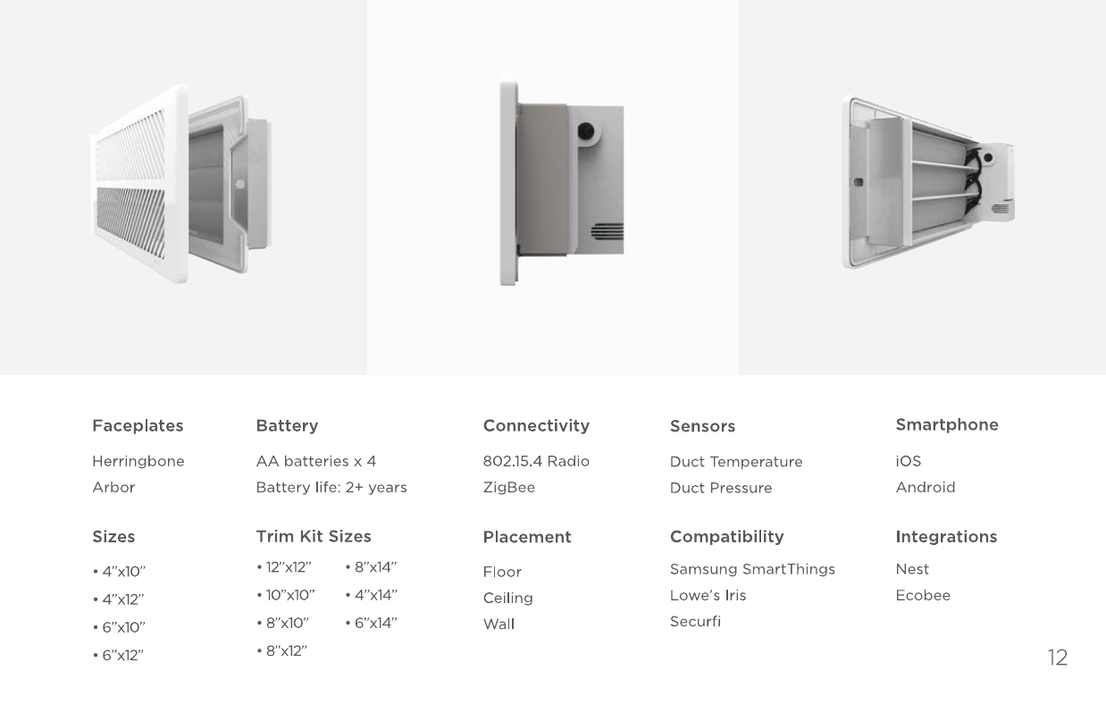 Keen Home Smart Bridge hub product photos — top, side with power/ethernet ports, and angled view